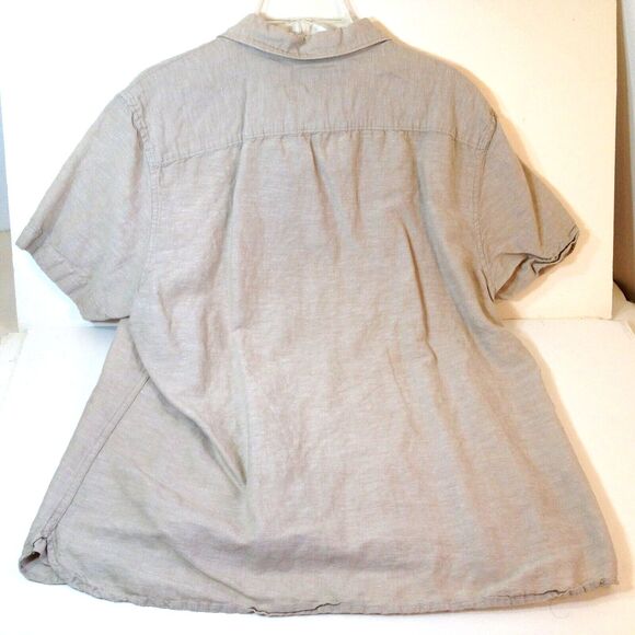Perry Ellis Linen Blend Short Sleeve Button Up Shirt Tan Mens Size Large L - Picture 6 of 8